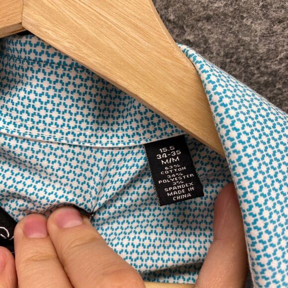 Nick Graham Shirt Men M Medium Blue Geometric Button Up Stretch Modern Fit - Picture 6 of 9